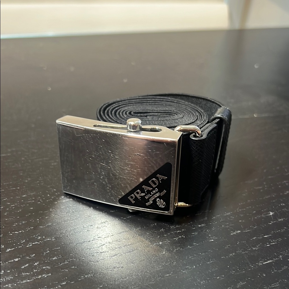 Prada Black and Silver Belt Sleek Design